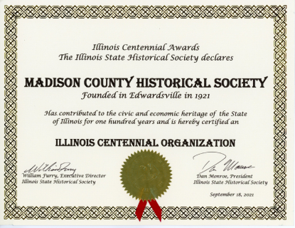 Madison County Historical Society award for Illinois Centennial Organization